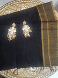 Revival Black & Gold Maheshwari Khadi Cotton Silk Saree