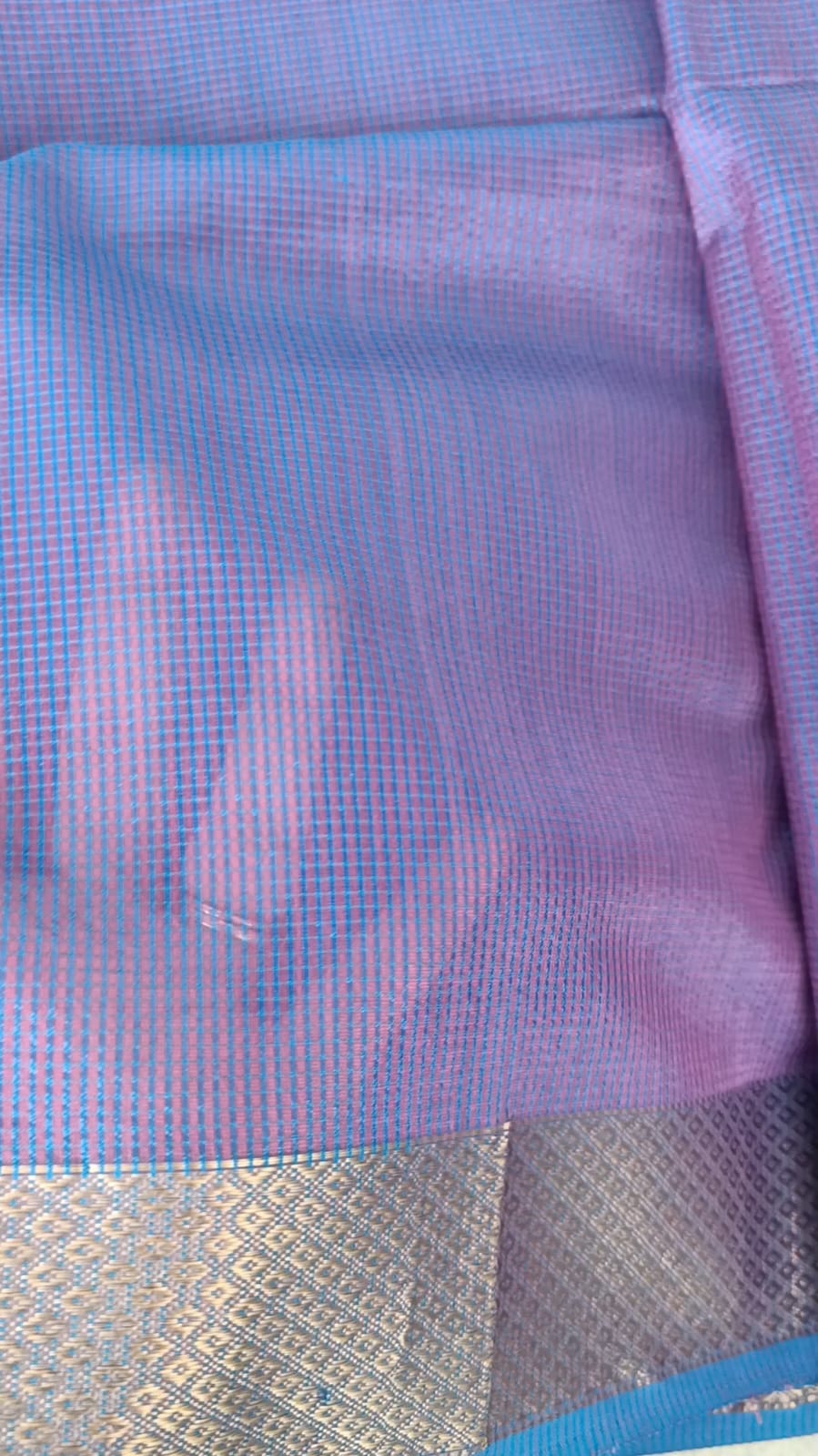 Royal Blue & Lavendar Maheshwari Silk Cotton Saree