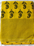 Yellow & Black Handblock Printed Mul Cotton Saree