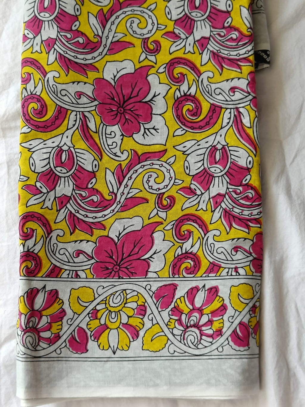 Yellow & Pink Mul Cotton saree