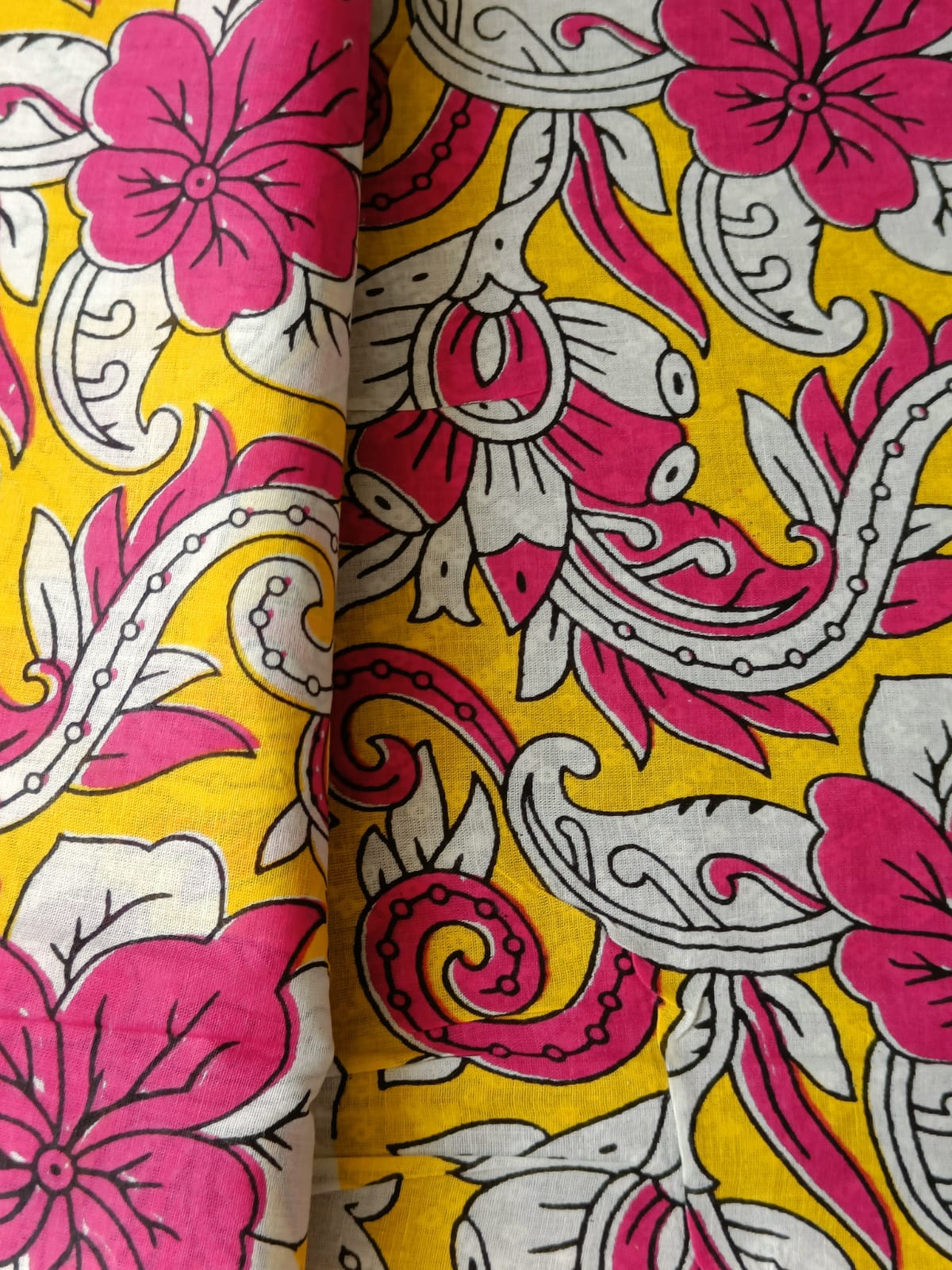Yellow & Pink Mul Cotton saree