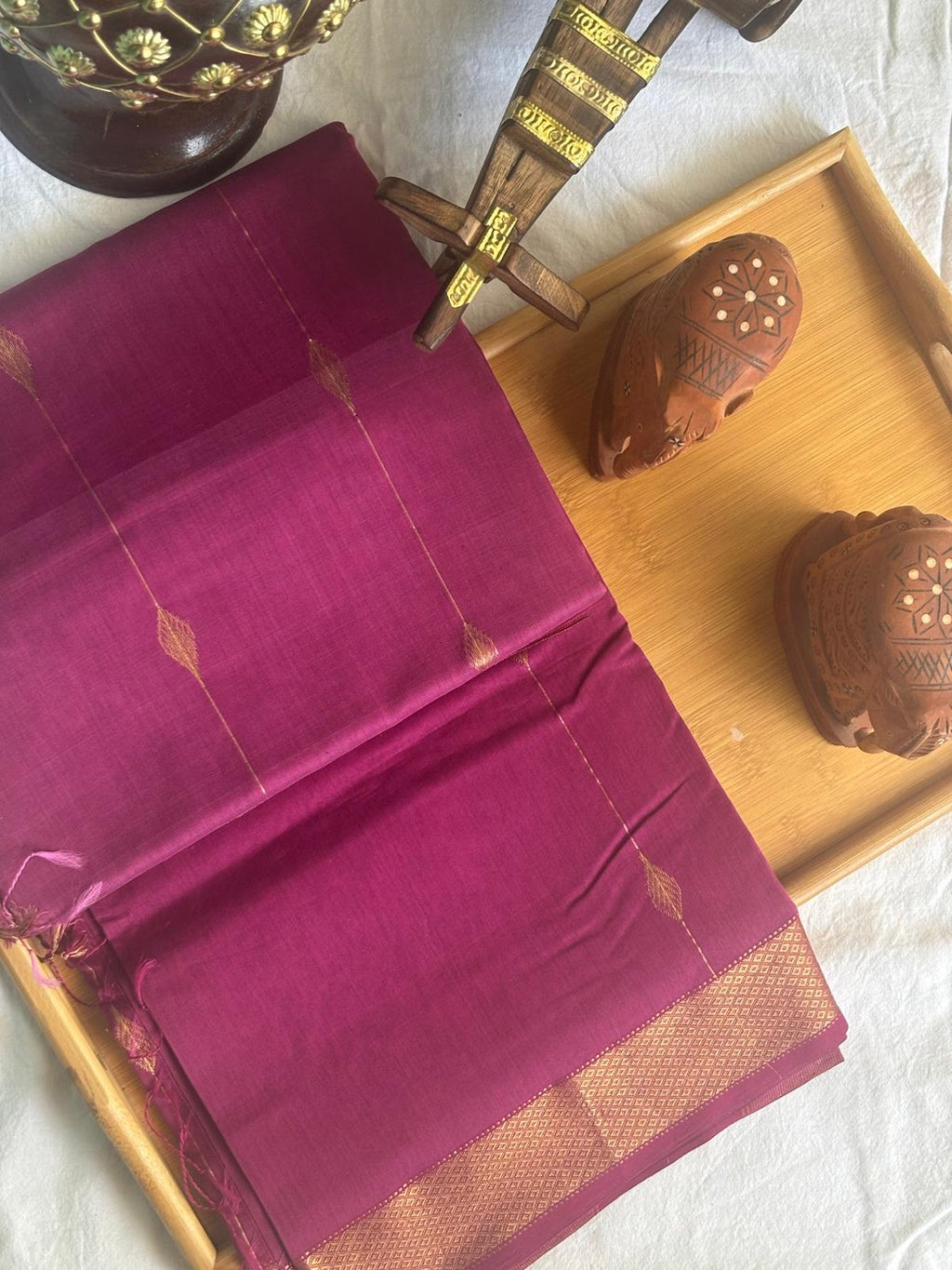 Rani Pink Maheshwari Silk Cotton Saree