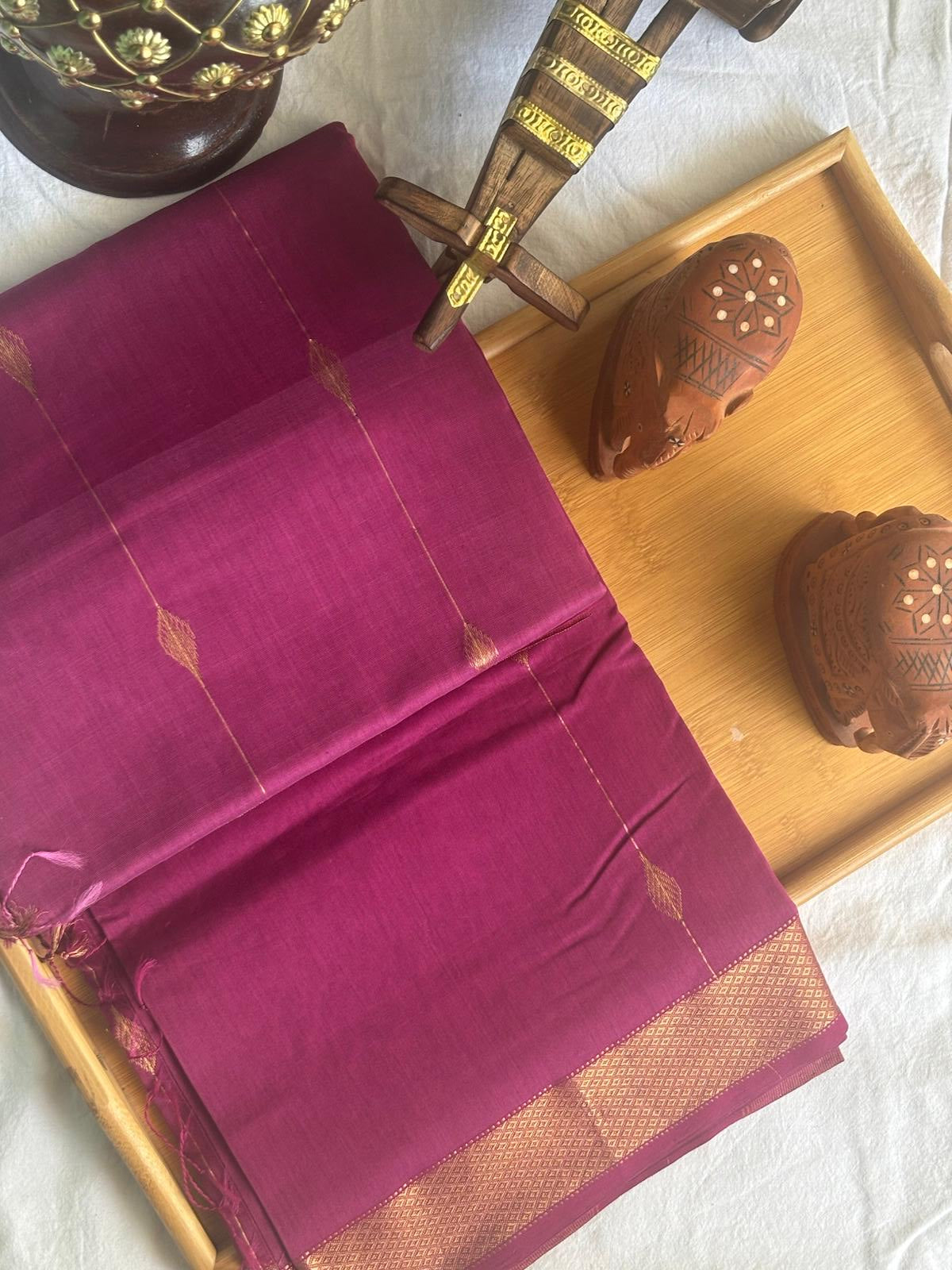 Rani Pink Maheshwari Silk Cotton Saree
