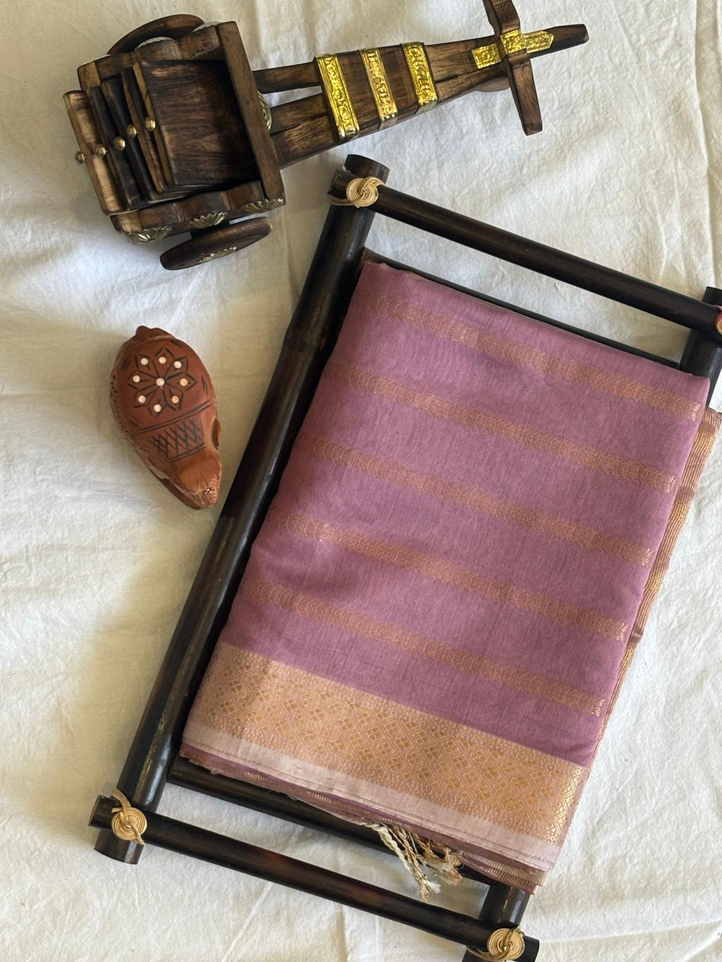 Pastel Purple Maheshwari Silk Cotton Saree
