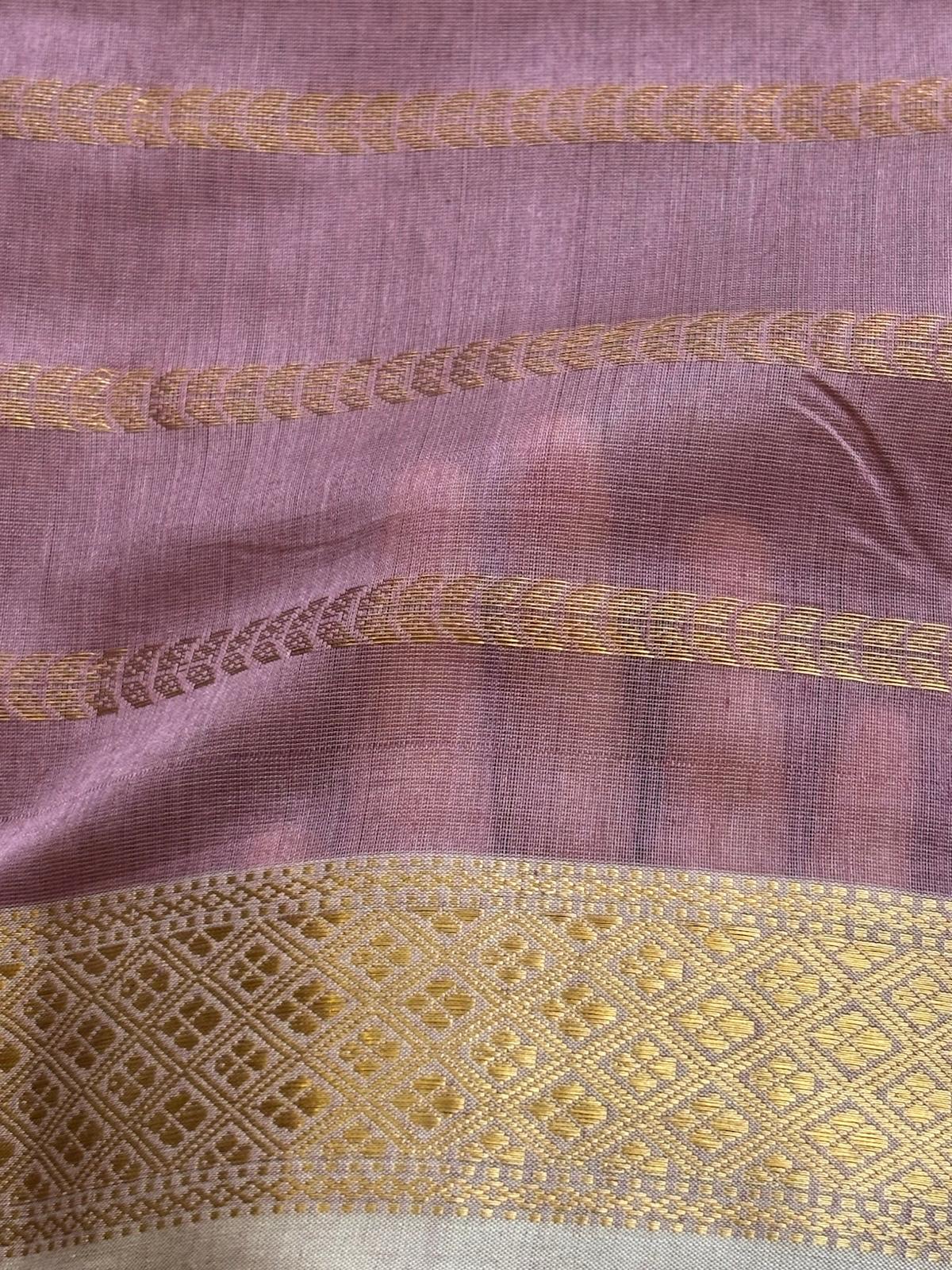 Pastel Purple Maheshwari Silk Cotton Saree