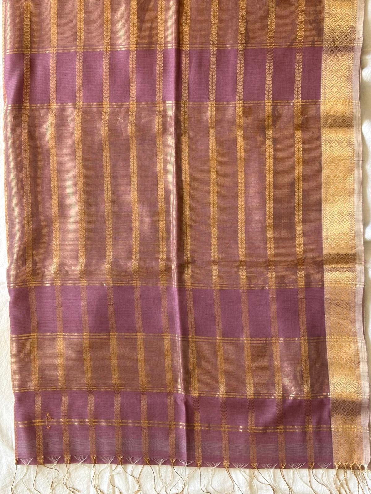 Pastel Purple Maheshwari Silk Cotton Saree