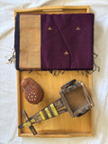 Majenta Triangle Booti Maheshwari  Silk Cotton saree
