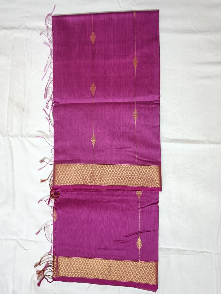 Rani Pink Maheshwari Silk Cotton Saree