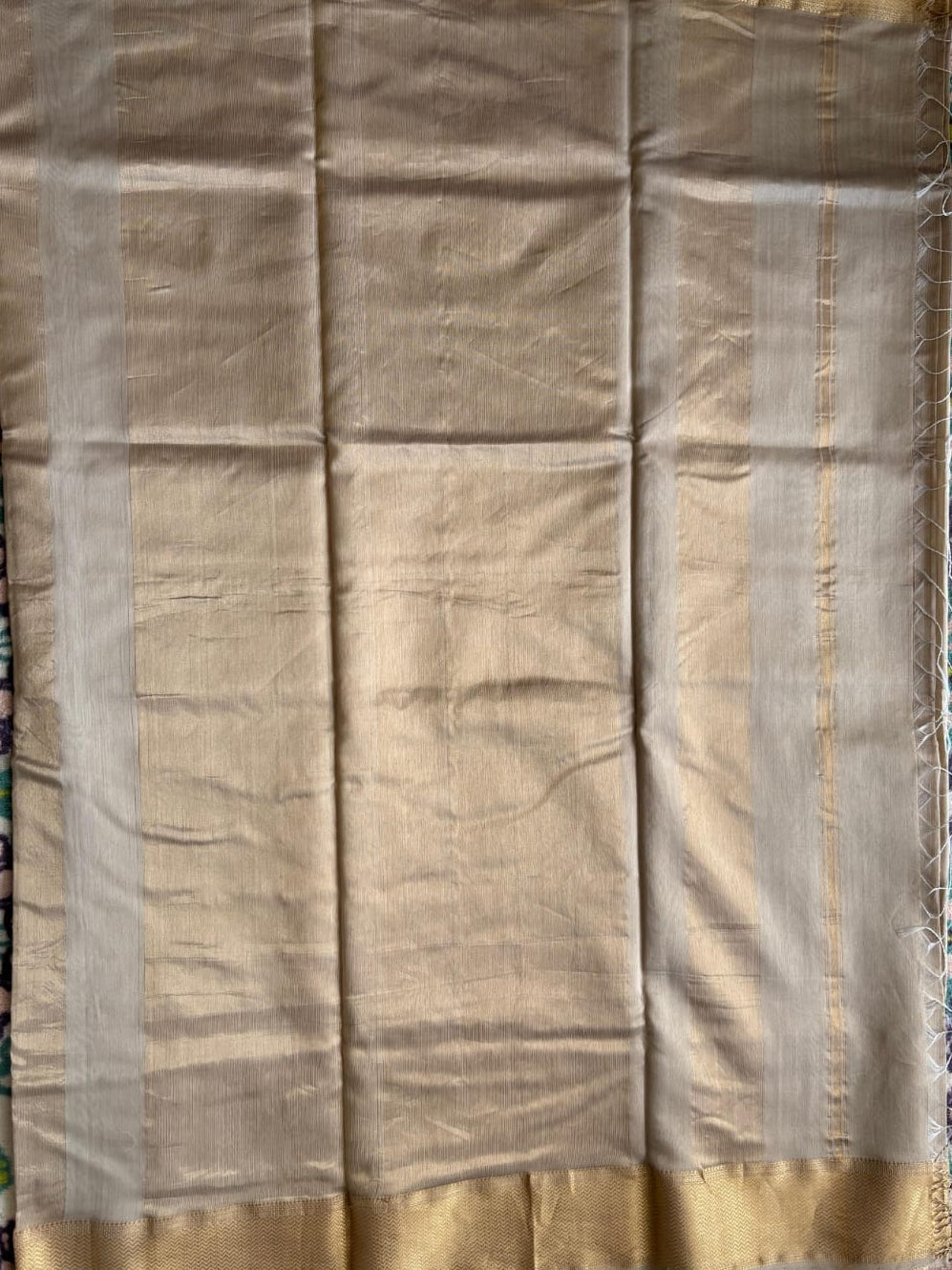 Beige Maheshwari Silk Cotton Saree