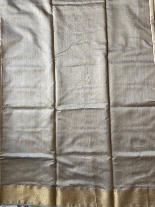 Beige Maheshwari Silk Cotton Saree