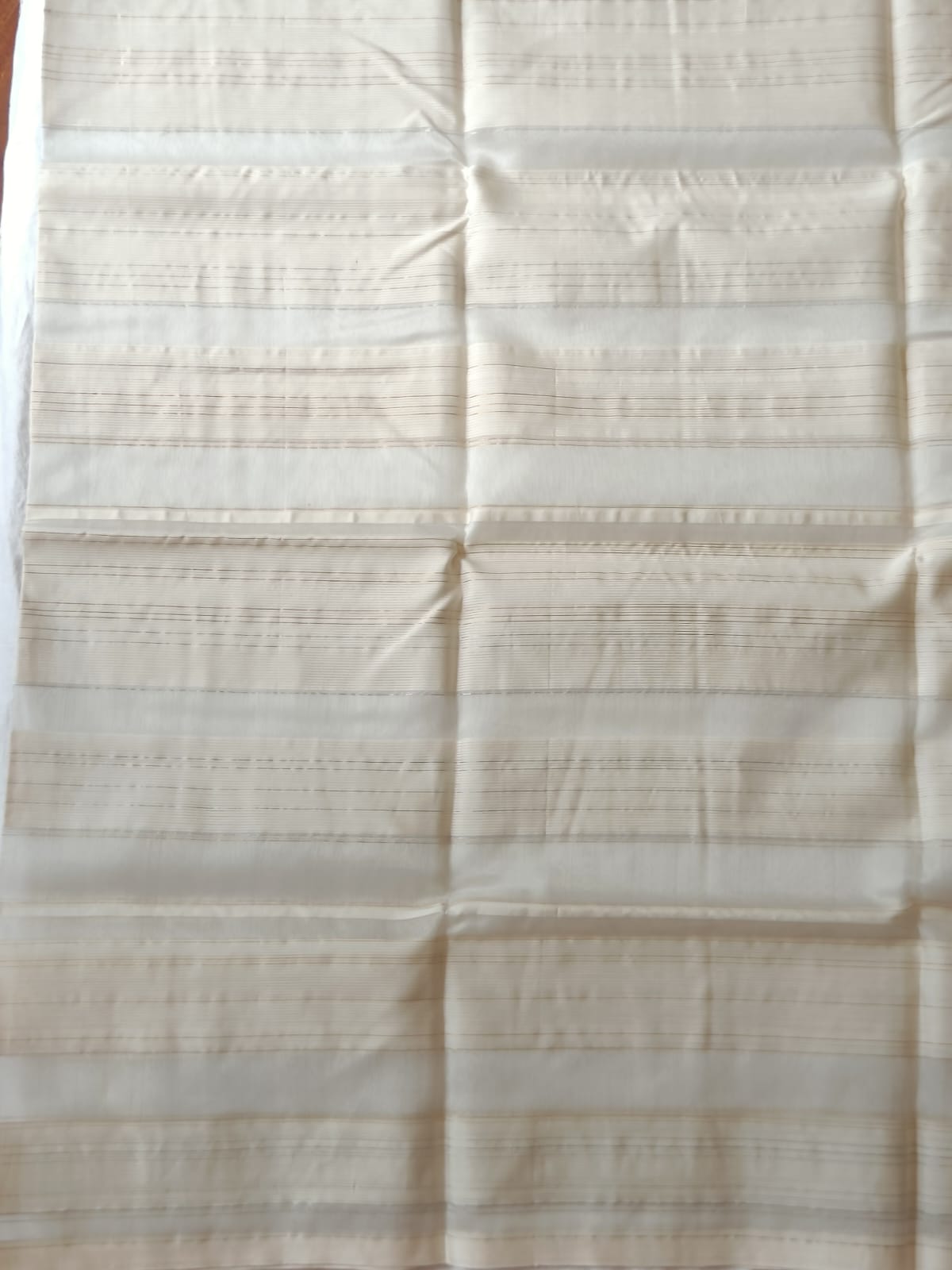 White & Gold Striped Maheshwari Silk Cotton Saree