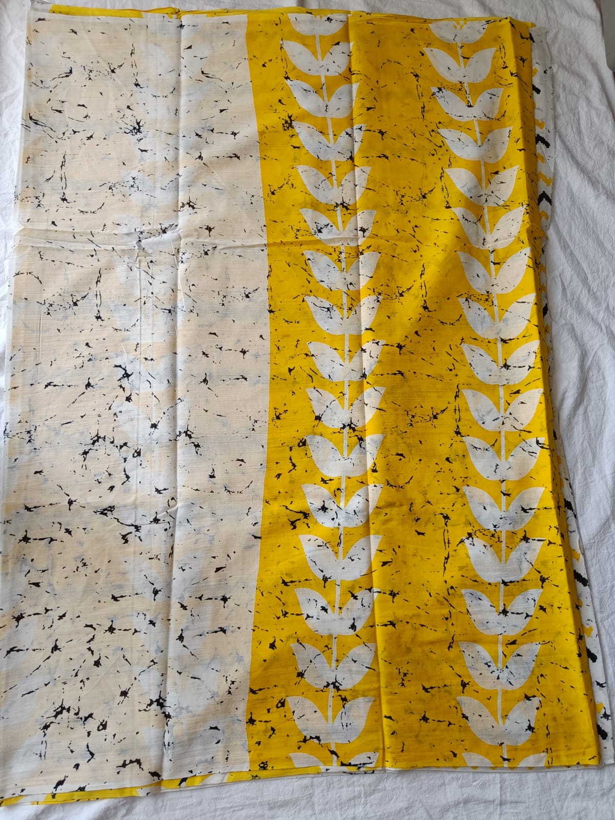 Yellow & White Mul Cotton Saree
