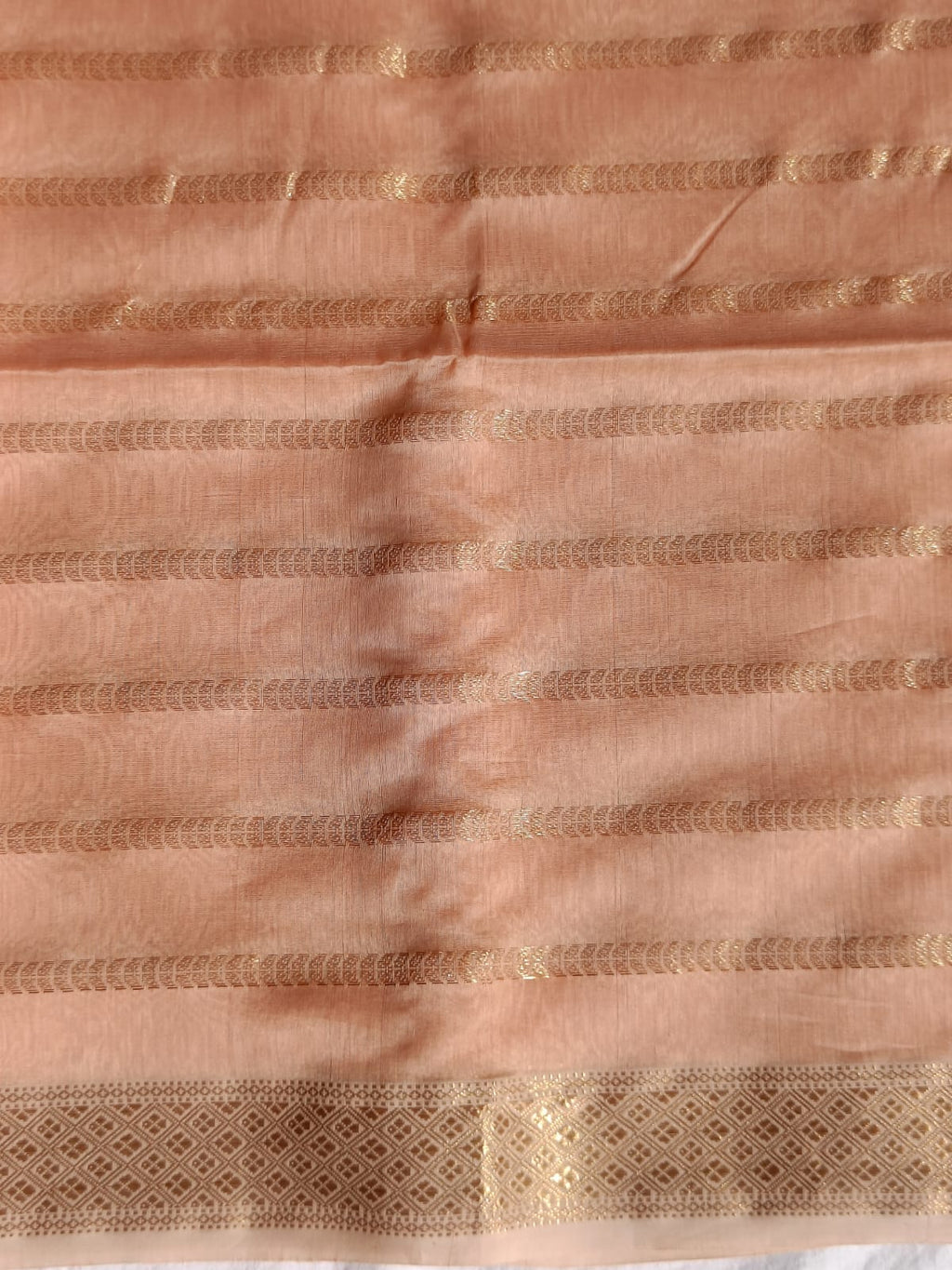 Peach  Maheshwari Silk Cotton Saree