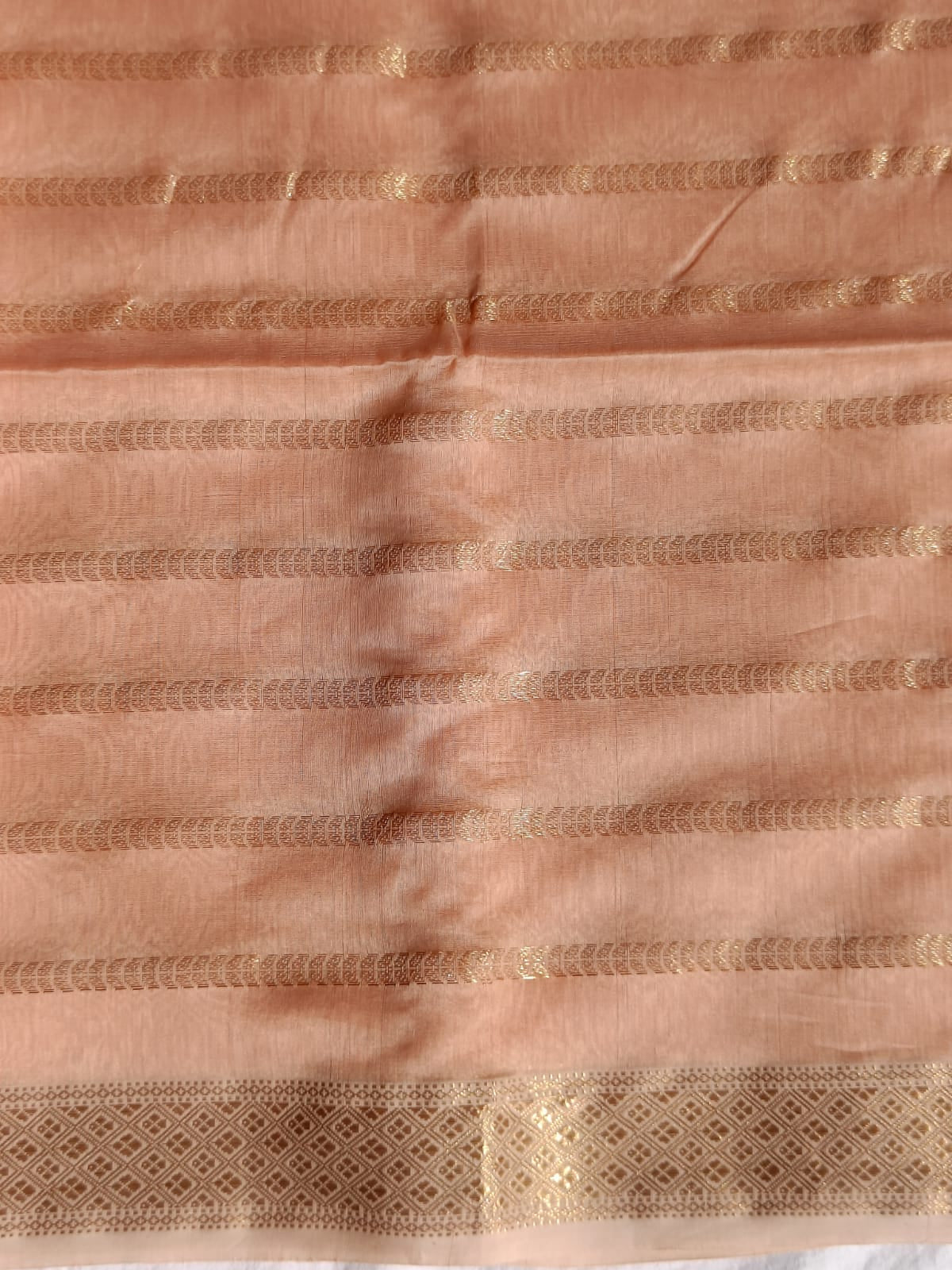 Peach  Maheshwari Silk Cotton Saree