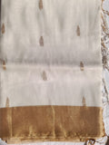 White & Gold Maheshwari Silk Saree