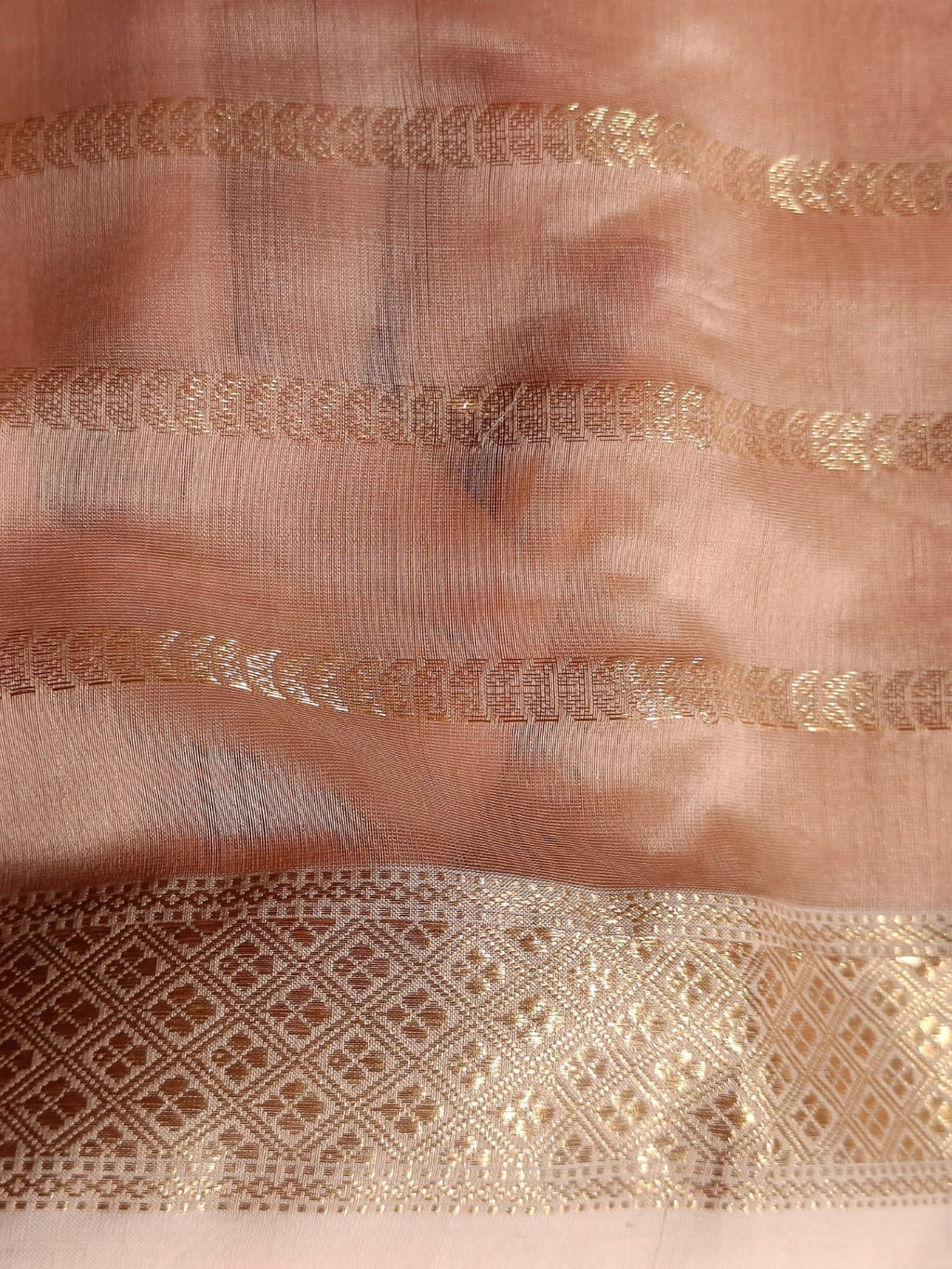 Peach  Maheshwari Silk Cotton Saree