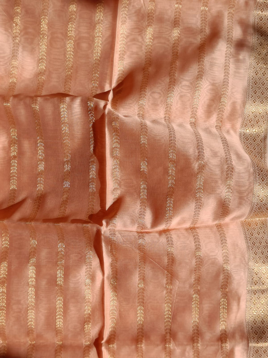 Peach  Maheshwari Silk Cotton Saree