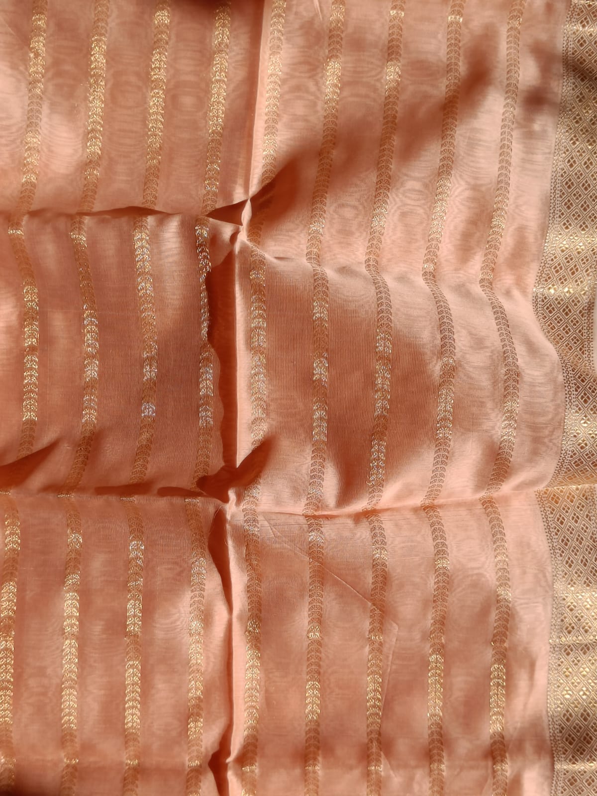 Peach  Maheshwari Silk Cotton Saree