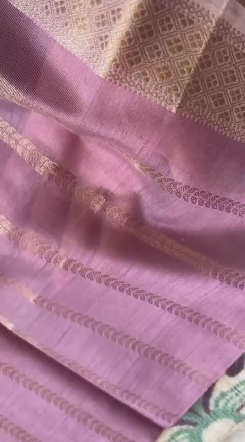 Pastel Purple Maheshwari Silk Cotton Saree